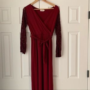 EUC Deep Red Maxi Dress Size M